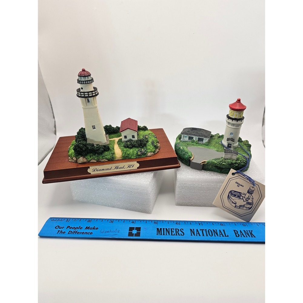 Hawaii Lighthouse Figurine Set Diamond Head and Kilauea HI Souvenirs